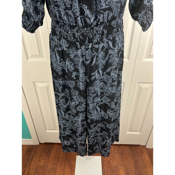 Lauren Ralph Lauren Floral Crepe Off-The-Shoulder Jumpsuit Wide Leg Cropped 14 - Picture 6 of 9